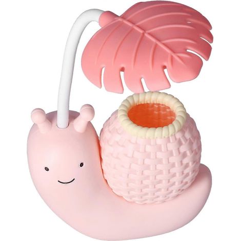 Lampe de bureau LED avec porte-stylo, support à dessin animé, multifonction, chargement USB, lampe de bureau mignonne pour étudiants et enfants (rose) (1/5)