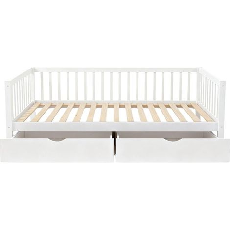 Cama evolutiva + 2 cajones madera blanca 90x190cm (1/5)