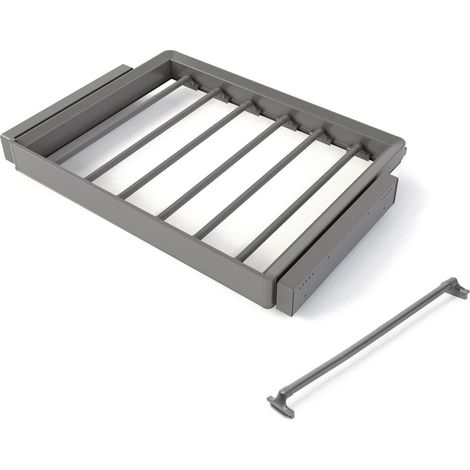 Emuca Satz aus 7-Stangen-Hosenhalter und ahmen für Schrank Quartz, mit Soft-Close- und Vollauszugsschienen, Modul 70 cm, Titan-Oberfläche