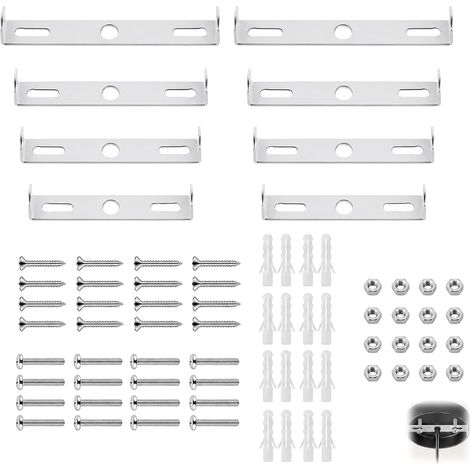 Kit 8 Pièces Plaque Fixation Plafond - Acier Zingué - Entraxes Réglables 80 à 110mm - Pour Lustres et Spots - Intérieur Bureau et Maison (1/5)