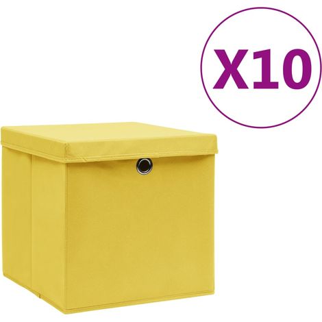 Aufbewahrungsboxen mit Deckeln 10 Stk. 28x28x28 cm Gelb (1/5)