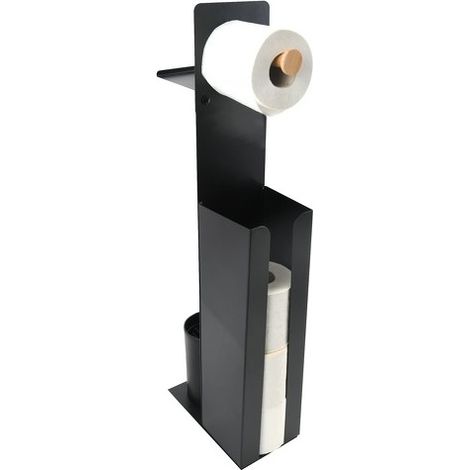 Spirella – Porte-papier toilette combiné avec support smartphone – Acier noir mat – Design moderne et élégant – Dimensions 22x12x67cm
