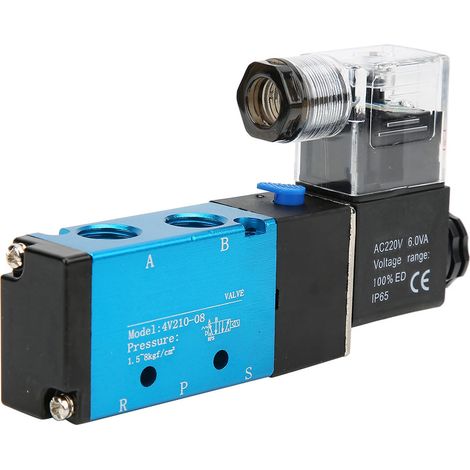 4V210-08 Électrovanne 5 voies 2 positions PT1/4 po Air filtré DC3W AC 6VA (AC220V) (1/5)