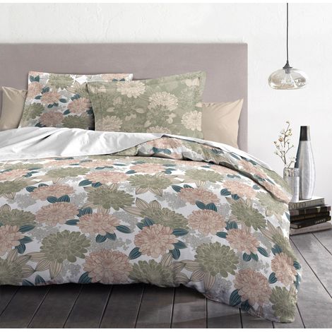 Parure de couette 3 pieces coton 57 fils vert 220 x 240 cm - VENDOMES (1/3)