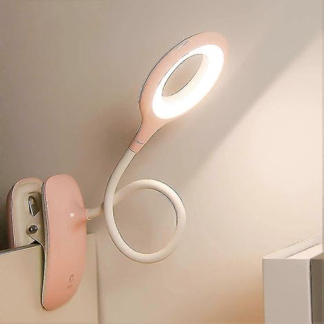 Lámpara de lectura LED con pinza y intensidad regulable para proteger la vista, ideal para el escritorio o la mesita de noche. (1/5)