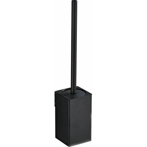 Bgl Porte-brosse WC carré en acier inoxydable 304 avec 2 têtes de brosse (noir) (1/5)