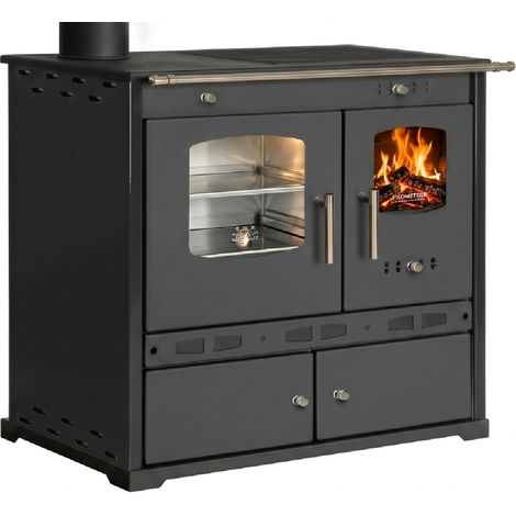 Prometey LTD Holzherd ECO LUX INOX Mit Edelstahlbackfach Linke Version