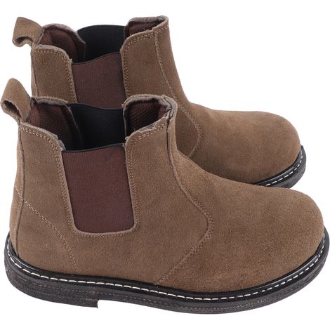 Bottes de soudeur à embout en acier, protection anti-collision, anti-perforation, antidérapantes, respirantes, en cuir de vachette suédé. (1/5)