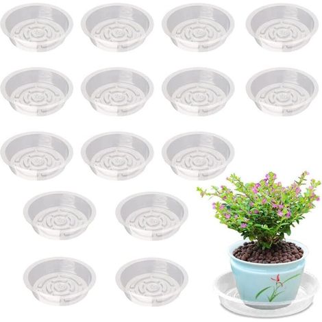 Soucoupe Pot Fleur 15 Pièces Soucoupe Plante Plastique Ronde Soucoupe Plastique Coupelle Pot de Fleur Coupelle Plastique pour Plantes Soucoupes à Plantes Transparent pour Pots (1/4)