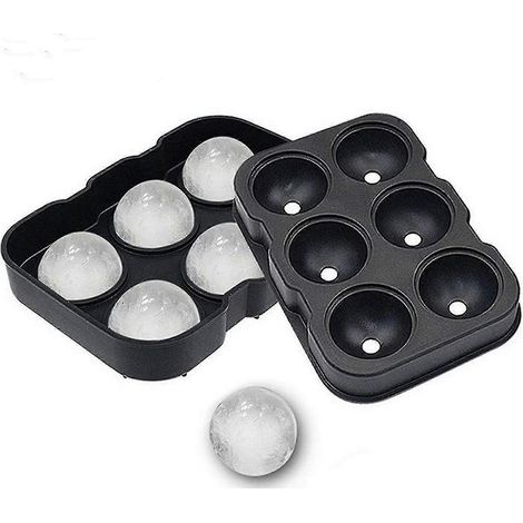 Pochoir en silicone pour glaçons sphériques, permettant de réaliser 6 grandes sphères de glace pour whisky et cocktails. Gabarit réutilisable. (1/5)