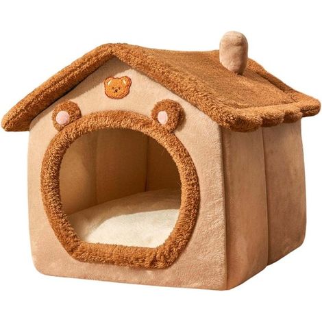 Panier d'intérieur pour chat - Abri d'hiver couvert pour petits animaux - Maisonnette pliable et chaude pour chat (1/5)