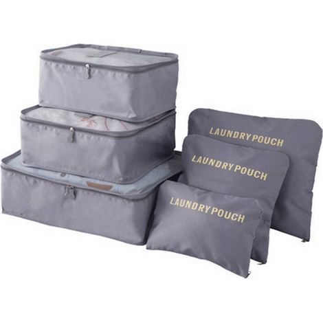 Set di retine da viaggio per riporre i vestiti, 6 pezzi (grigio)