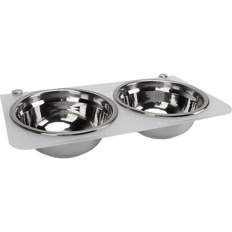 Gamelle murale surélevée pour chien (0,8 L) en acier inoxydable avec support transparent. (1/5)