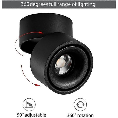 Spot LED plafonnier intérieur orientable à 360° - Montage en surface - Éclairage COB - LED 10 W blanc chaud (1/5)