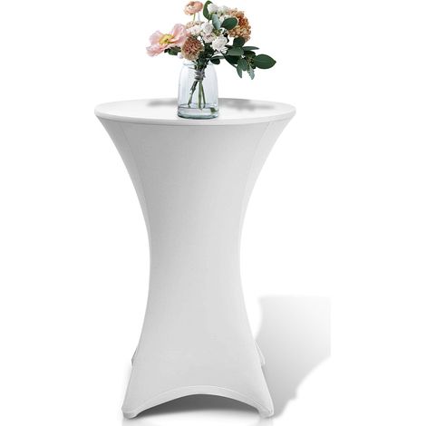 TolleTour Housse pour table haute Stretch blanche Housse élastique pour table de bistrot, ø 80×110 cm