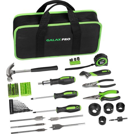 FLITI 69-Piece Tool Set with Bag, Electric Drill, Ratchet Wrench, Wood Drill Bits, Hole Saw, CRV Home DIY Kit (1/5)