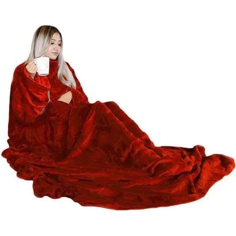 Decke mit armeln und tasche - rot