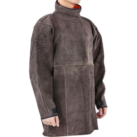 Tablier de soudage à manches longues en cuir de vachette résistant à l'usure, ignifugé et ignifuge, protection de travail pour soudeur (XL) (1/5)