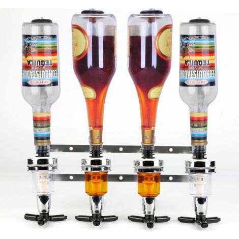 ® 4-Bouteille d'alcool Distributeur, Murale d'alcool Distributeur de Boissons Vin Porte Cocktail Distributeur Porte-vin (1/4)