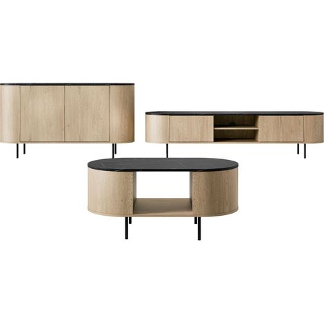 Conjunto de salón Comfivo Livtena, Mármol negro + Negro