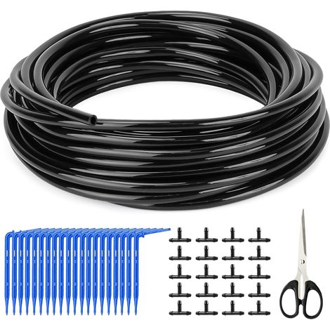 Automatic Watering Hose 30 m Garden Irrigation System 3/5 mm Watering Kit with 20 T Connectors and 20 Drippers Irrigation Kit for Garden Lawn Greenhouse Plants (1/5)