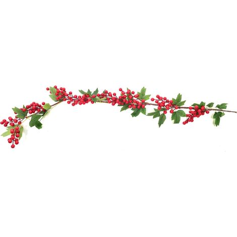 Ghirlanda decorativa con bacche e foglie per decorazioni natalizie 133 cm -Rosso / Con pigne (1/3)