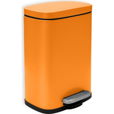 Spirella – Poubelle de salle de bain 5L en acier – Couleur orange mat – Mécanisme Easy-Close – Revêtement anti-traces de doigts (1/5)