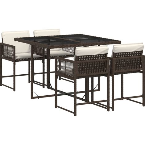vidaXL Set da Pranzo da Giardino 5pz con Cuscini in Polyrattan (1/5)