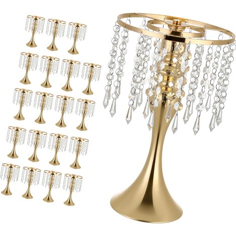 Mophorn 20 Stück dekorative Hochzeitsvasen, 33,5 cm hohe Metallvasen mit Blumenständern und Kristalldetails, ideal für Tischdekoration bei Hochzeiten, Partys, Jubiläen und Zeremonien, Gold