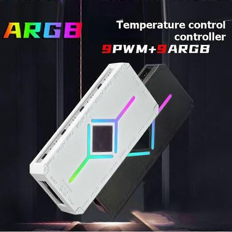 9 ports PWM et 9 ports ARGB, contrôleur ARGB 5 V à 3 broches, télécommande sans fil PWM à 4 broches, hub de ventilateur à éclairage synchronisé, base magnétique B (1/5)