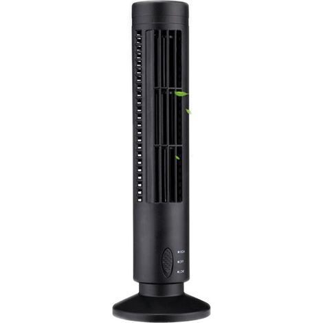 2-stufiger USB-Turmventilator, kraftvoller oszillierender Wind, klingenlose Kühlung, für Büro und Zuhause, schwarz.