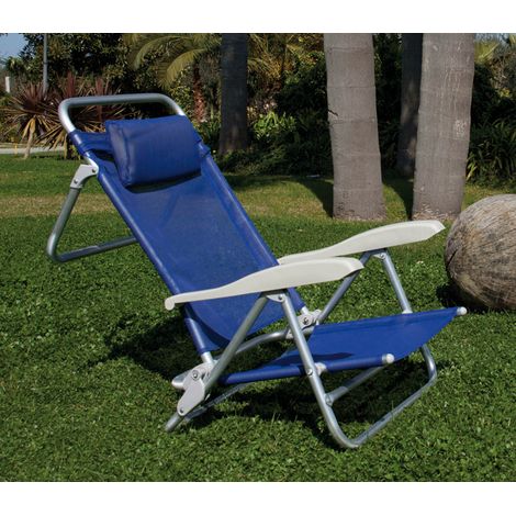 SEDIA POLTRONA SDRAIO ALLUMINIO RECLINABILE CON BRACCIOLI  E CUSCINO spiaggina