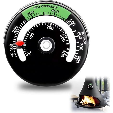 Thermometer für Kamin und Ofen, magnetisches Thermometer für runde Holzkaminrohre und Öfen