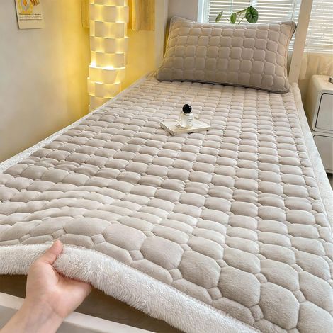 Matelas Pads - Velours Lait 200x120 cm - Pour Lit Simple Et Sol - Antistatique - Non Glissant Avec Sangles - 1 Pièce (1/5)
