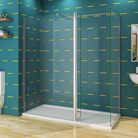 1200x760x1900mm Walk in Shower Enclosure Wet Room Two EasyClean Glass with Flipper Panel (1/5)