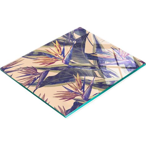 Tabla de cortar decorativa de cristal para cocina con dise帽o de flores hawaianas, 60x52 cm.