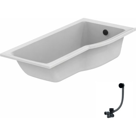 IDEAL STANDARD Connect Air Bañera/Ducha derecha de 170 x 80 cm con desagüe, color negro mate