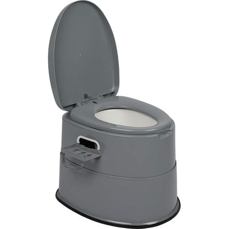 Inodoro portátil de plástico para camping, inodoro de viaje móvil con cubo de transporte y soporte para papel higiénico, ligero para camping, uso en interiores y exteriores. (1/5)