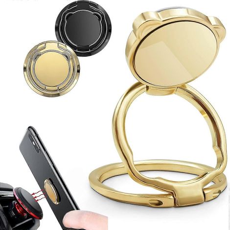 Pices Anneau Support Tlphone, Support de Bague Tlphone Portable Rotation 360 ,Support de Tlphone de Voiture Aimant en Alliage de Zinc (1/5)