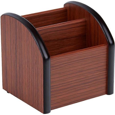 Boîte de rangement créative pour stylos (1 pièce) - Fournitures de bureau - Boîte de rangement en bois-9.9X9.8CM-Black