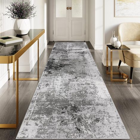 Abstrait Tapis de Couloir Long 80x300cm Gris Tapis de Passage Tapis Cuisine Antidérapantde Long Tapis d'entrée pour Porte Buanderie Chambre (1/5)