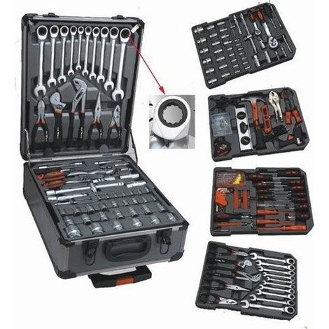 MALETÍN TROLLEY - CAJA DE HERRAMIENTAS MUY COMPLETA DE 186 PIEZAS, CON RUEDAS DE TRANSPORTE