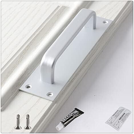 1 Piece Sliding Door Handle, Sliding Door Handle with Back Plate (Aluminum Color) (1/5)