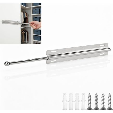 12in Tringle à Vêtements Extensible Pour Penderie (Argent) Peu Encombrante Avec Bras De Transport Tringle Penderie Extensible Pour Garde Robe, Buanderie, Couloir (1/5)