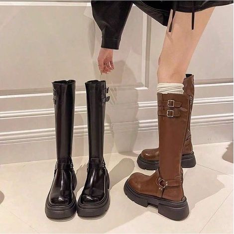 Bottines motard à talon bloc vintage, bottes western hautes à lacets, chaussures à talon compensé antidérapantes pour femme, cuir véritable, style rétro glamour et confortable, indispensable à toute g (1/5)
