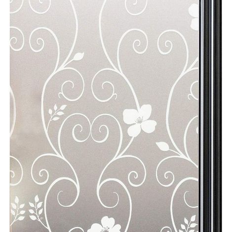 Film Fenetre Anti Regard Adhesif pour Vitre Brise Vue Fenetre Film pour Vitre Film Electrostatique Vitre Film Opaque Vitrage Film décoratif pour fenêtre, Anti-UV 30x 200 cm, Fleur Blanche (1/5)
