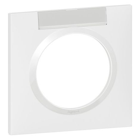 Legrand 600942 Dooxie Square Single-Outlet Plate, White Finish, with Label Holder