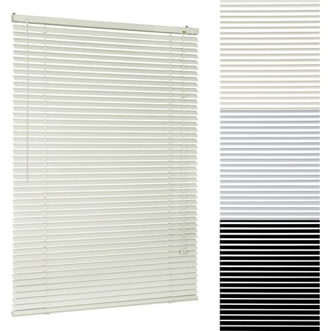 Sekey Alu Jalousie ohne Bohren Klemmfix Jalousette freihängend - 25mm Alu-Lamellen, Creme, 75 x 160 cm