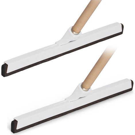Novaliv 2x raclette de sol avec manche en bois raclette en plastique 43cm raclette de sol de douche raclette en caoutchouc vitre de voiture piscine
