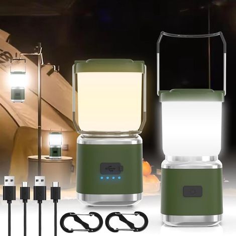 2 lanternes de camping rechargeables de 4 pouces (2000 lumens) avec lumière rouge, autonomie de 20 heures, intensité variable en continu, éclairage d'urgence étanche pour environ. (1/5)